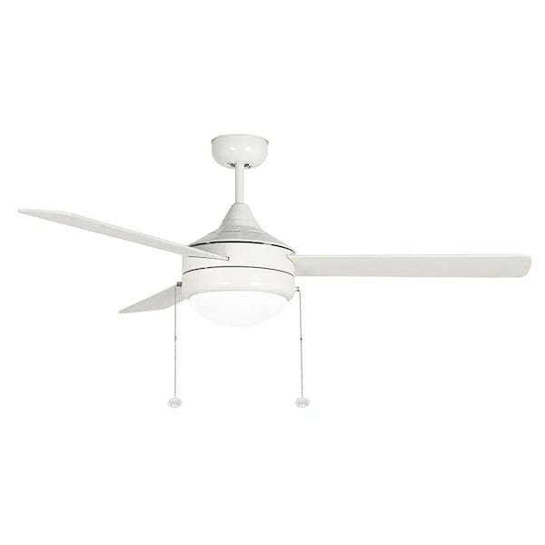 Westgate 52in. White Finish 3-Blade Ceiling Fan & Light, 20W, 3000K/4000K/5000K - WFL-112-PC-3B-52-MCT-WH-WH