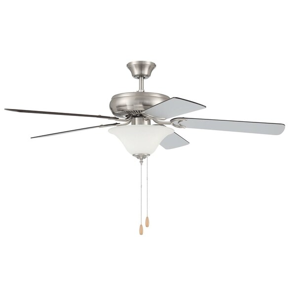 Craftmade 52in Decorator's Choice 2 Light In Brushed Polished Nickel W/ Brushed Nickel/Walnut Blades, 823705 - DCF52BNK5C1W