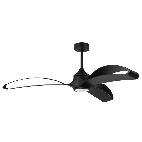 Craftmade 60in Bandeaux Fan Flat Black, Flat Black Finish Blades, Light Kit Included Optional, 823670 - BDX60FB3