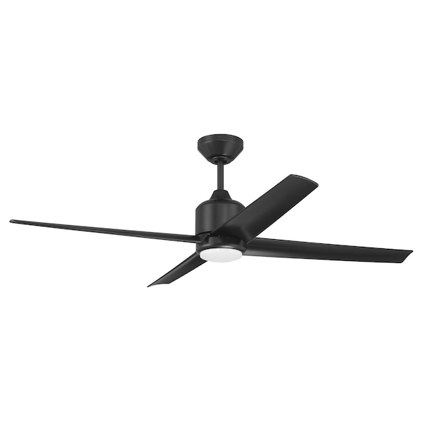Craftmade 52in Quell Fan, Flat Black Finish, Flat Black Blades. Led Light, Wifi And Control Included, 823858 - QUL52FB4