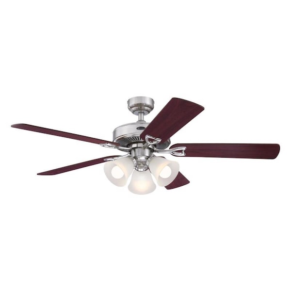 Westinghouse Westinghouse Vintage 52 in. Brushed Nickel Brown LED Indoor Ceiling Fan - 7312200