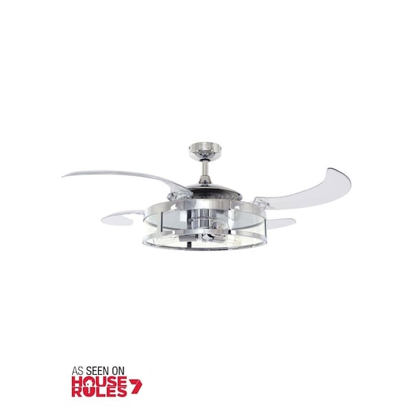 Fanaway Classic Chrome and Clear Retractable 4-blade 48-inch 3-light AC Ceiling Fan - 212926010