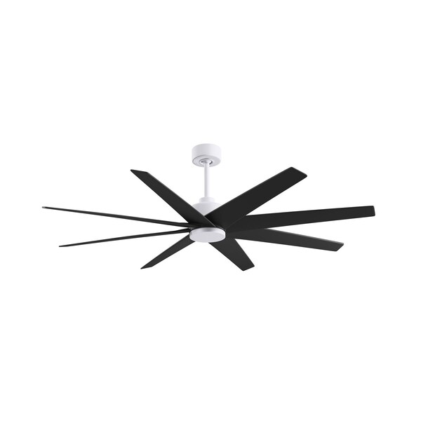Matthews Fan Co Ariella 8-Blade Ceiling Fan In Matte White And Matte Black Blades - AN-MWH-BK-64