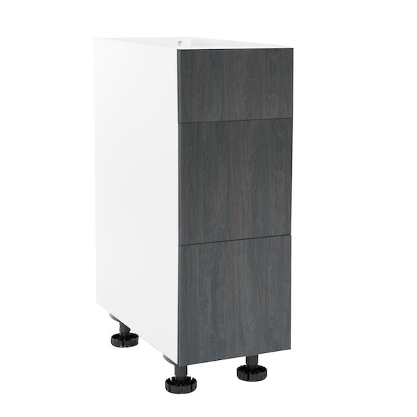 Cambridge Quick Assemble Modern Style, Carbon Marine 15 in. Base Kitchen Cabinet, 3 Drawer (15 in. W x 24 in. D x 34.50 in. H) - SA-BUD2P15-CM
