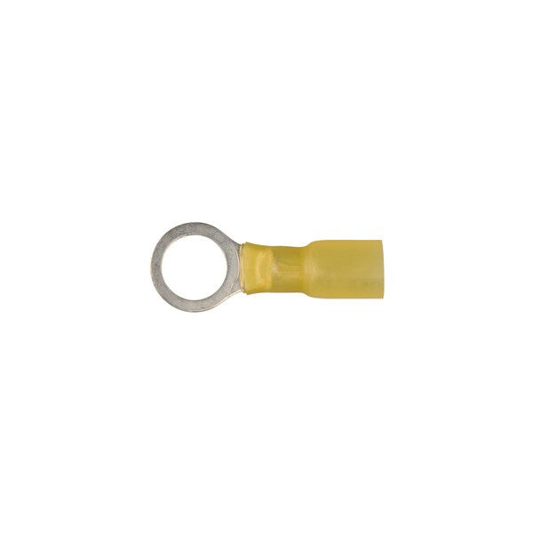 Terminal de engarce de anillo tipo disco amarillo de nailon para cable calibre 12-10 con perno de 3/8". Paquete de 10 unidades - 12146PK