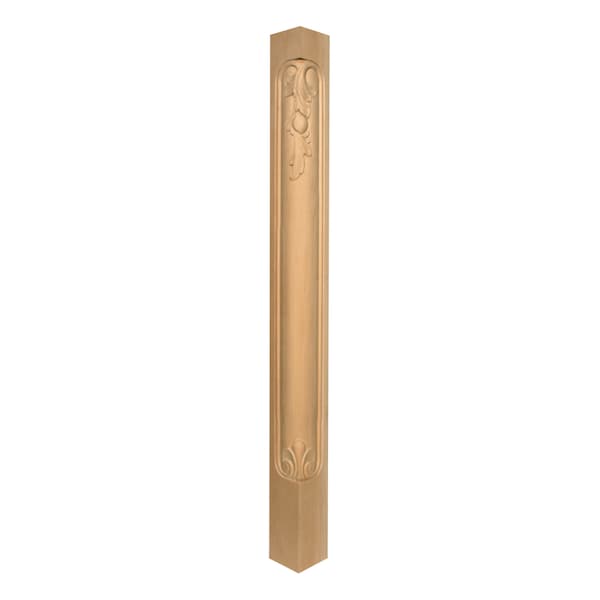 Osborne Wood Products 34 1/2 x 2 3/4 Carved Leaf Corner Post in Rubberwood (paint - 891872RW
