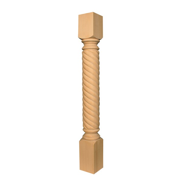 Osborne Wood Products 35 1/2 x 4 1/8 4 1/8" x 4 1/8" Rope Full Round Column Leg in Rubberwoo - 891857RW