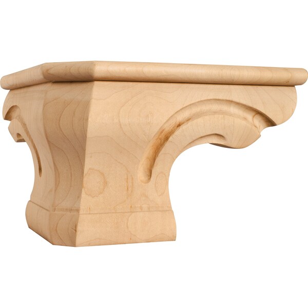 Hardware Resources 6-3/4" Wx6-3/4"Dx4-1/2"H Alder Beaded Rounded Corner Pedestal Foot - PFC-B-ALD