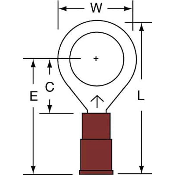 Terminal de anillo de nylon de 3M para cables de calibre 22-18, con perno de 3/8", paquete de 1000 unidades - MNG18-38RK