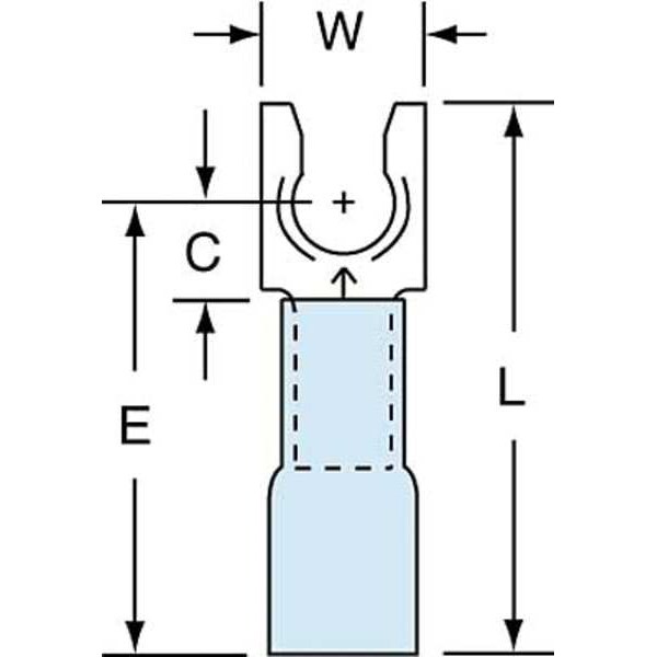 Terminales de horquilla bloqueables con contracción térmica, calibre 16-14 AWG, para perno de #8, paquete de 250 unidades - MH14-8FLK