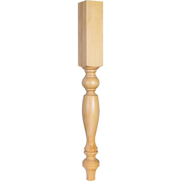Hardware Resources 3-3/4" Wx3-3/4"Dx35-1/2"H Rubberwood Tapered Smooth Leg - P4-2RW