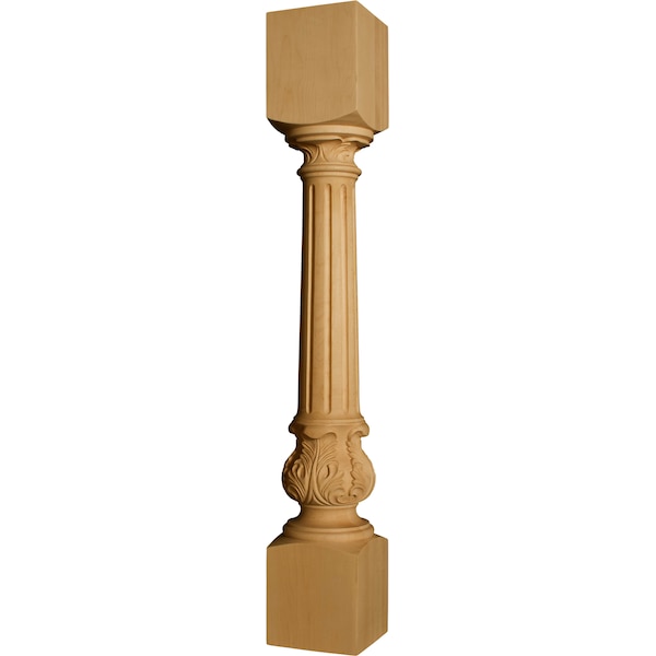 Osborne Wood Products 35 1/2 x 5 Fluted Acanthus Island Leg in Hard Maple - 1711HM