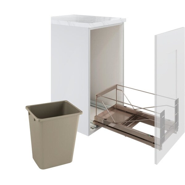 Kessebohmer Waste Pullout 52 QT Single Champagne FE Soft Close - KS3-WASTE1-CHAM52