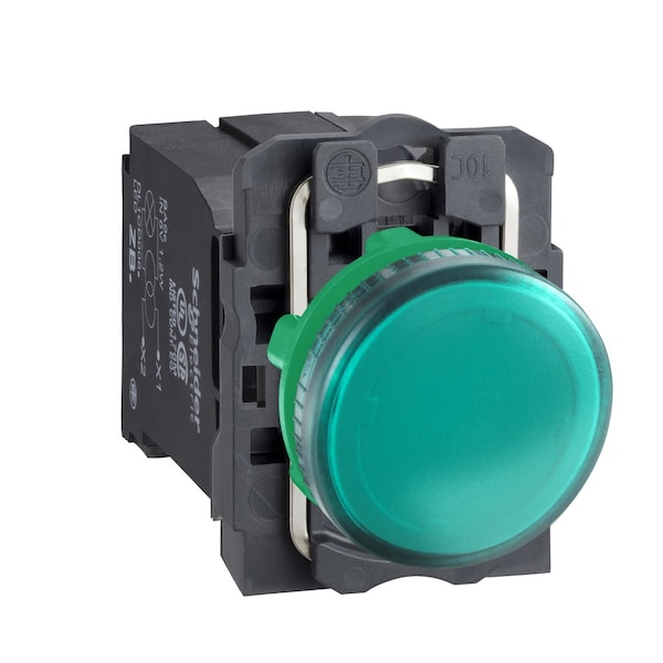 Schneider Electric Pilot light, Harmony XB5, XB4, green complete 22 mm plain lens with BA9s bulb 110.120 V - XB5AV33