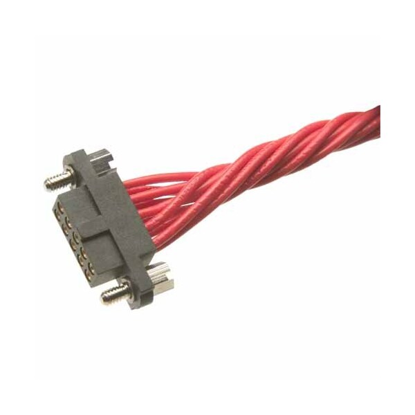 Conector de placa Harwin, 8 contactos, 2 hileras, hembra, paso de 0.079 pulgadas, terminal de engarce, bloqueo, negro - M80-4610842