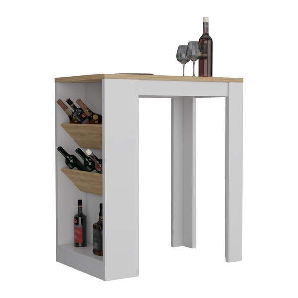 Tuhome Napoles Multistorage Pantry Cabinet, 5 Interior Shelves, Metal Handle, White/Macadamia - IBM8990
