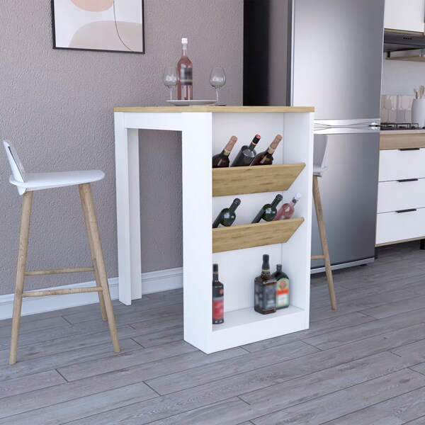 Tuhome Napoles Multistorage Pantry Cabinet, 5 Interior Shelves, Metal Handle, White/Macadamia - IBM8990