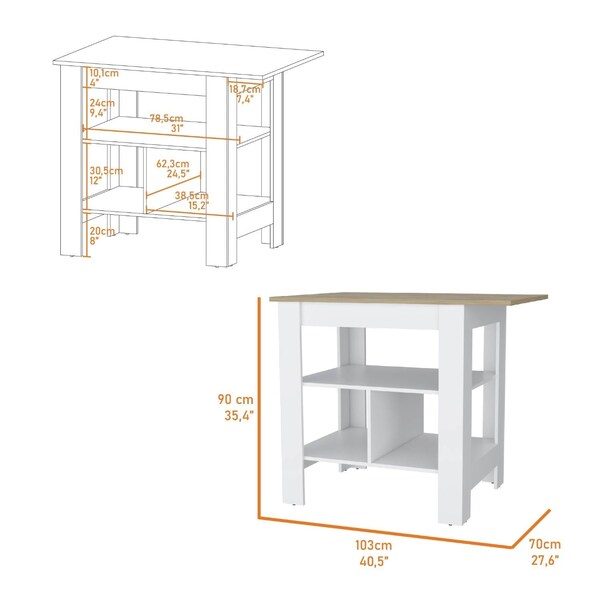 Tuhome Napoles Multistorage Pantry Cabinet, 5 Interior Shelves, Metal Handle, White/Macadamia - IBM8990