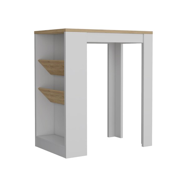 Tuhome Napoles Multistorage Pantry Cabinet, 5 Interior Shelves, Metal Handle, White/Macadamia - IBM8990