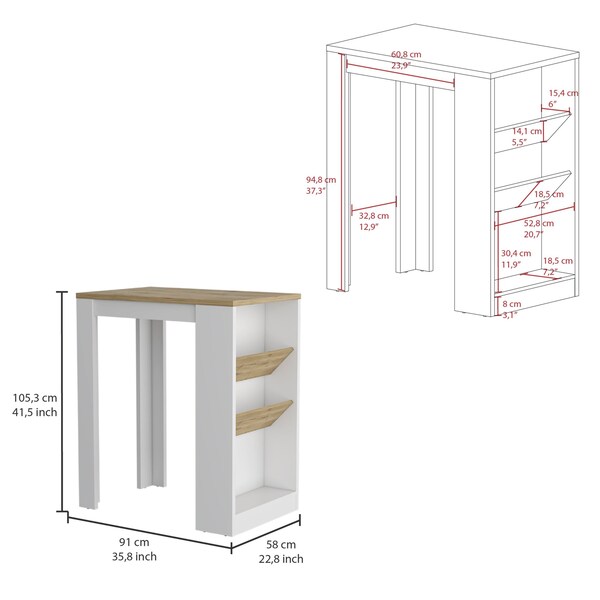 Tuhome Napoles Multistorage Pantry Cabinet, 5 Interior Shelves, Metal Handle, White/Macadamia - IBM8990