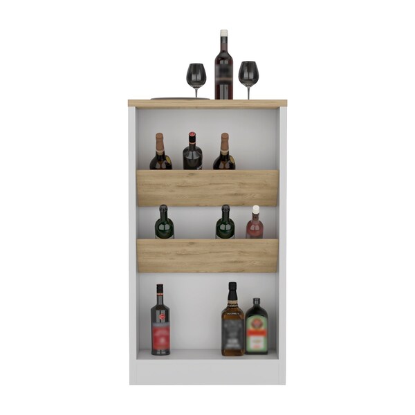 Tuhome Napoles Multistorage Pantry Cabinet, 5 Interior Shelves, Metal Handle, White/Macadamia - IBM8990