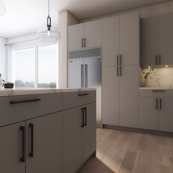 Cambridge Radiance 15 in. W x 12 in. D x 36 in. H Ready to Assemble Slab Wall Kitchen Cabinet in Matte Grey - SA-W1536-MG-KIT