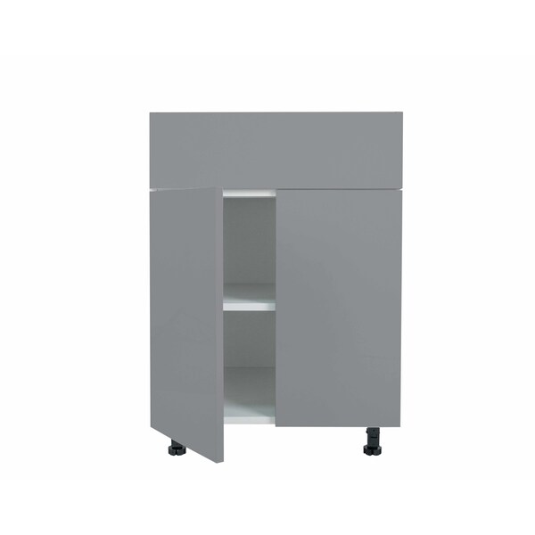Cambridge Radiance 27 in. W x 24 in. D x 34.50 in. H Ready to Assemble Slab Base Kitchen Cabinet Matte Grey - SA-B27-MG-KIT