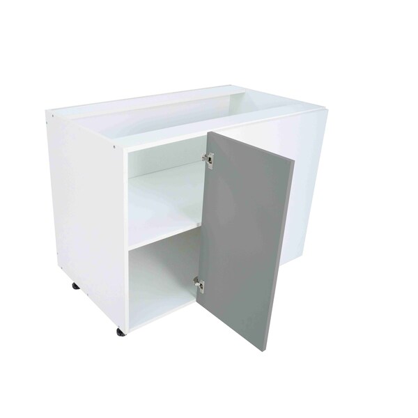 Cambridge Radiance 42in Wx24in Dx34.50in H Ready to Assemble Slab Corner Blind Kitchen Cabinet in Matte Grey - SA-BB42-MG-KIT