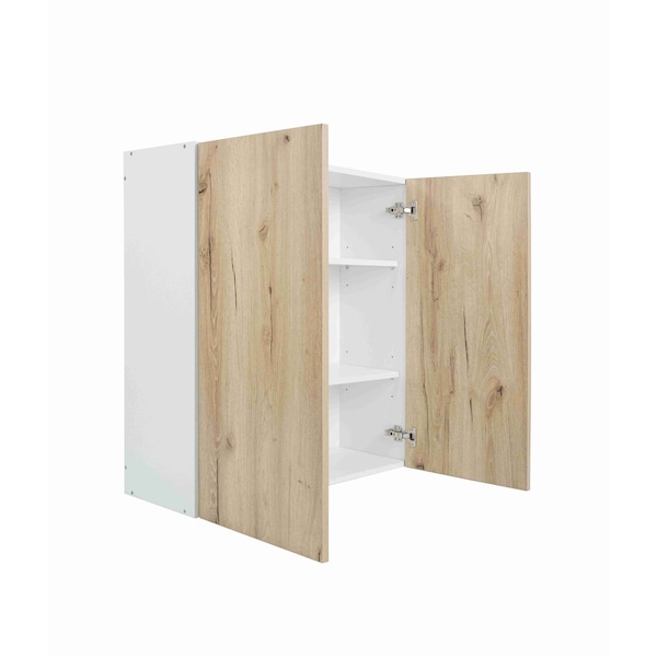 Cambridge Radiance 33 in. W x 12 in. D x 36 in. H Ready to Assemble Slab Wall Kitchen Cabinet in Light Oak - SA-W3336-LO-KIT