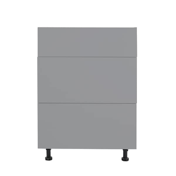 Cambridge Radiance 12in Wx24in Dx34.50in H Ready to Assemble Slab Drawer Base Kitchen Cabinet in Matte Grey - SA-DB12-MG-KIT