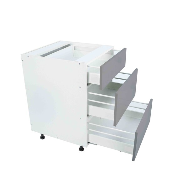 Cambridge Radiance 12in Wx24in Dx34.50in H Ready to Assemble Slab Drawer Base Kitchen Cabinet in Matte Grey - SA-DB12-MG-KIT