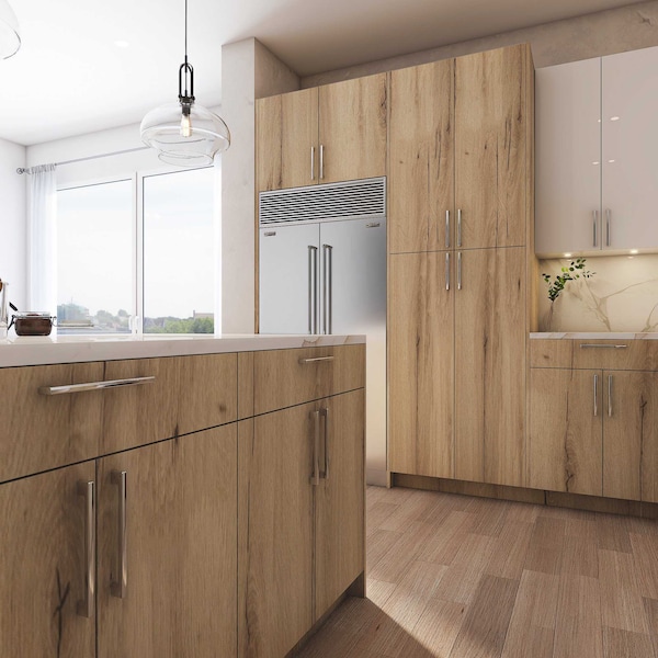 Cambridge Radiance 21 in. W x 24 in. D x 34.50 in. H Ready to Assemble Slab Base Kitchen Cabinet in Light Oak - SA-B21-LO-KIT
