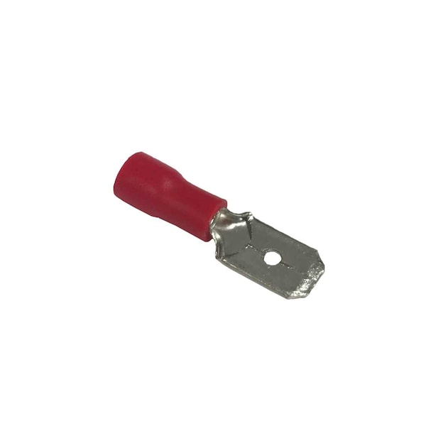 Terminales de conexión rápida de Remington Industries, macho, aislados con PVC, calibre de alambre 16-22 AWG, latón estañado, rojo, paquete de 100 - MDD1.25-250-100