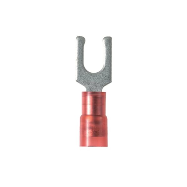 Terminal de horquilla de nylon de calibre 22-18 AWG para tornillo #8, paquete de 100, color de aislante: Rojo - PN18-8LF-C