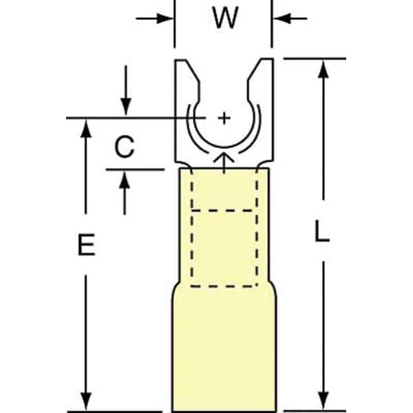 Terminal de horquilla de bloqueo termocontraíble de calibre 12-10 AWG para perno #10, paquete de 250 unidades - MH10-10FLK