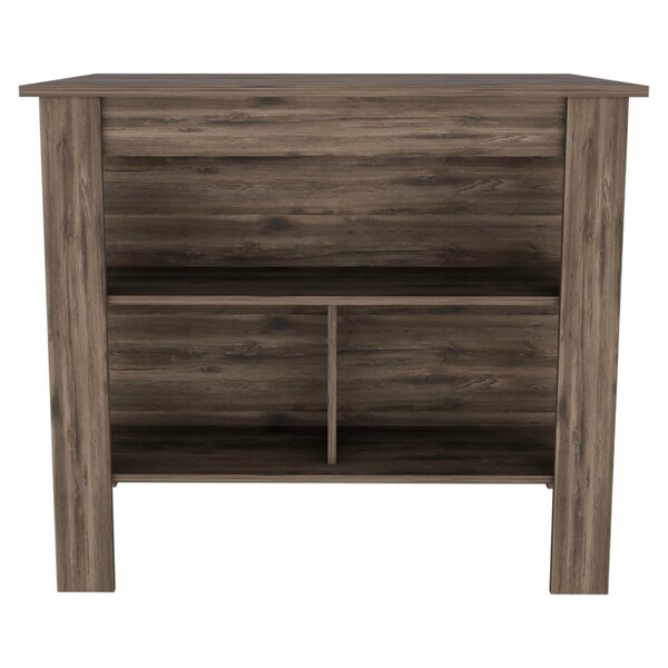 Tuhome Cala Kitchen Island, Four Legs, Three Shelves, Dark Brown - ALB6537