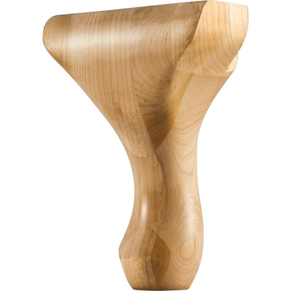 Hardware Resources 4-1/4" Wx2-5/8"Dx6"H Rubberwood Queen Anne Center Leg - WLC65RW