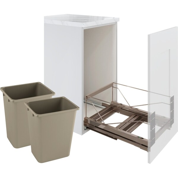 Kessebohmer Waste Pullout 36 QT Double Champagne FE Soft Close - KS3-WASTE2-CHAM
