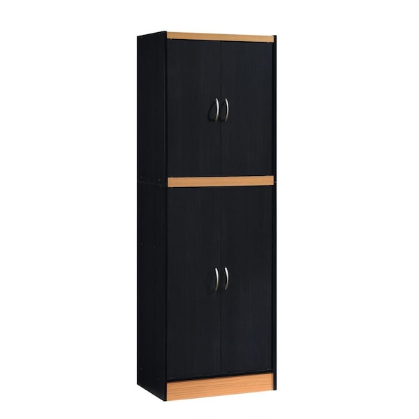 Made-To-Order 71.6 x 15.5 x 26.3 in. 4-Door Kitchen Pantry with 4-Shelves & 5-Compartments Black & Beech - MA2251310