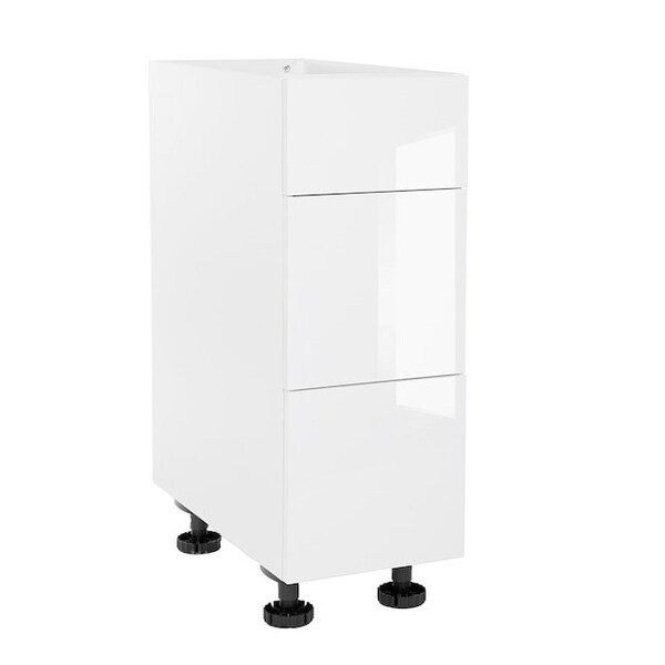 Cambridge Quick Assemble Modern Style, White Gloss 15 in. Base Kitchen Cabinet, 3 Drawer (15 in. W x 24 in. D x 34.50 in. H) - SA-BUD2P15-WG