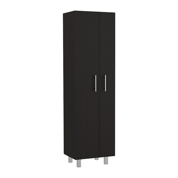 Tuhome Nala Cleaning Cabinet, Double Door, Four Legs, Five Shelves, Black/White - MWB7675