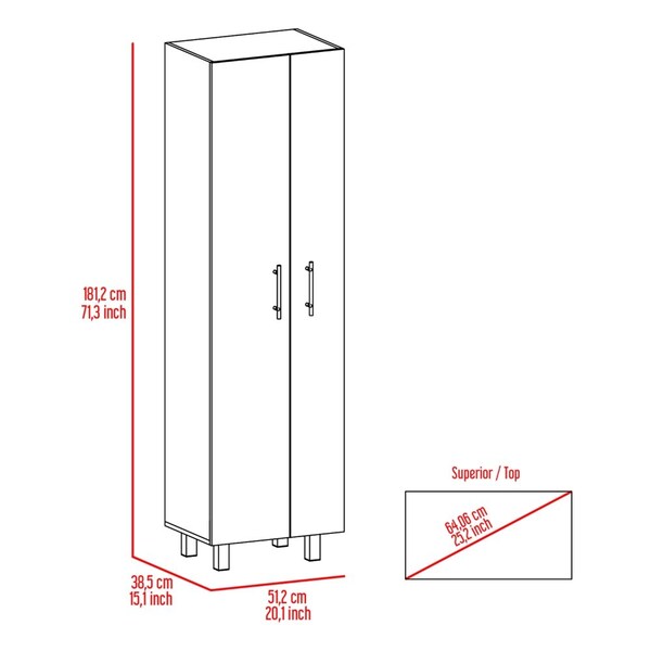 Tuhome Nala Cleaning Cabinet, Double Door, Four Legs, Five Shelves, Black/White - MWB7675