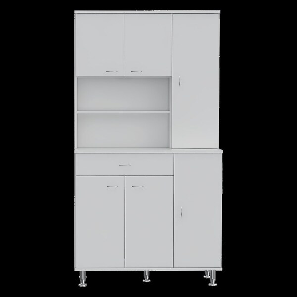 Tuhome Della 90 Kitchen Pantry, One Drawer, Multiple Cabinets, Two Open Shelvess, White - ALB5614