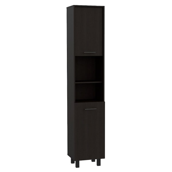 Tuhome Hobart Pantry, Four Legs, Three Interior Shelves, Two Shelves, Two Cabinets, Black - ALW5583