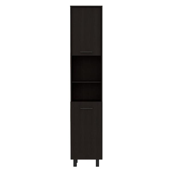 Tuhome Hobart Pantry, Four Legs, Three Interior Shelves, Two Shelves, Two Cabinets, Black - ALW5583