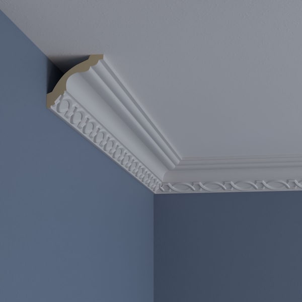 Ekena Millwork 2 7/8"H x 2 7/8"P x 3 7/8"F x 94 1/2"L, (2 5/8" Repeat), Loera Crown Moulding - MLD03X03X04LO