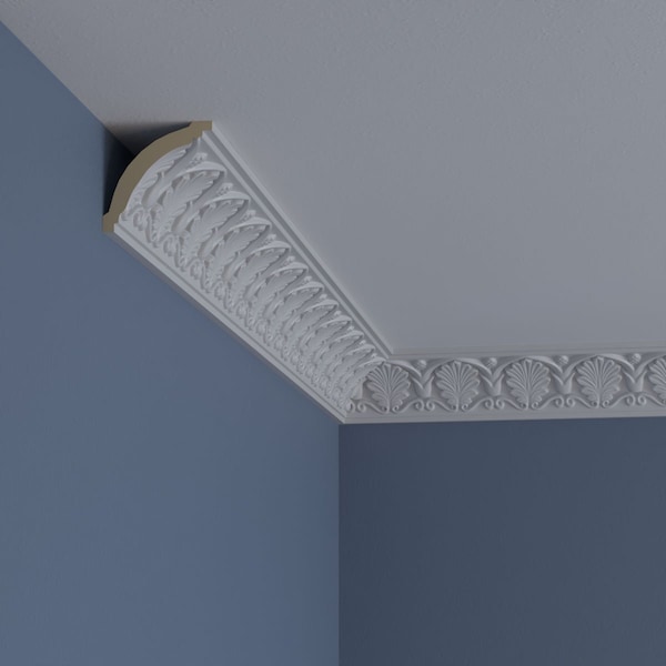 Ekena Millwork 2 1/2"H x 2 1/2"P x 3 5/8"F x 94 1/2"L, (2 3/4" Repeat), Bonetti Crown Moulding - MLD02X02X03BO