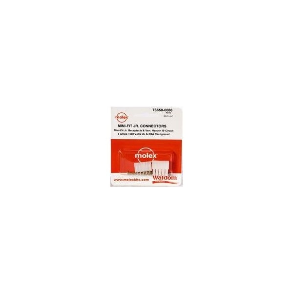 Encabezados y carcasas de alambre Molex Minifit Jr Conn Kit V Hdr Recept 10Ckt - 766500086