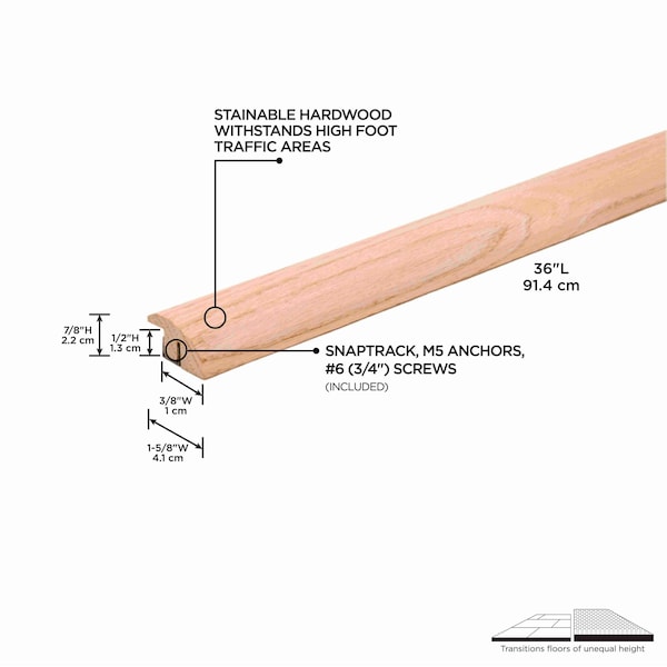 M-D Building Products Hardwood, Unfinished, 36 in L, 1.625 in W - 48909