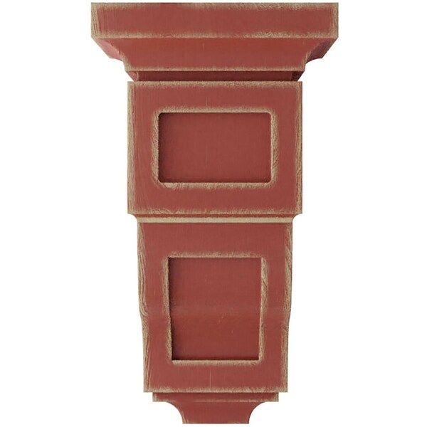 Ekena Millwork 5"W x 5 3/4"D x 10"H Medium Reyes Wood Vintage Decor Corbel, Salvage Red - CORWD05X05X10RYRD